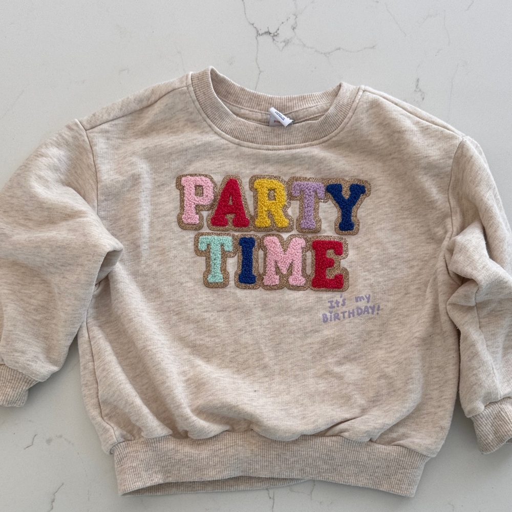 Old Navy Beige 'Party Time' Kids Sweatshirt